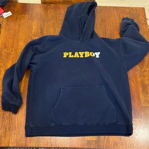 PLAYBOY Dark Blue Hoodie with Yellow and White Logo